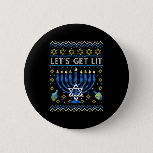 Let's Get Lit Funny Jewish Holiday Chanukah Ugly H Knapp (Framsida)