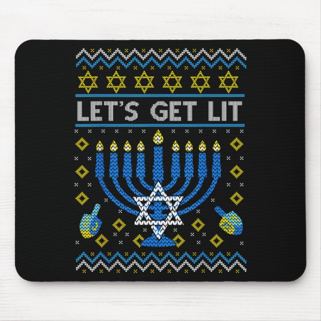 Let's Get Lit Funny Jewish Holiday Chanukah Ugly H Musmatta (Framsidan)