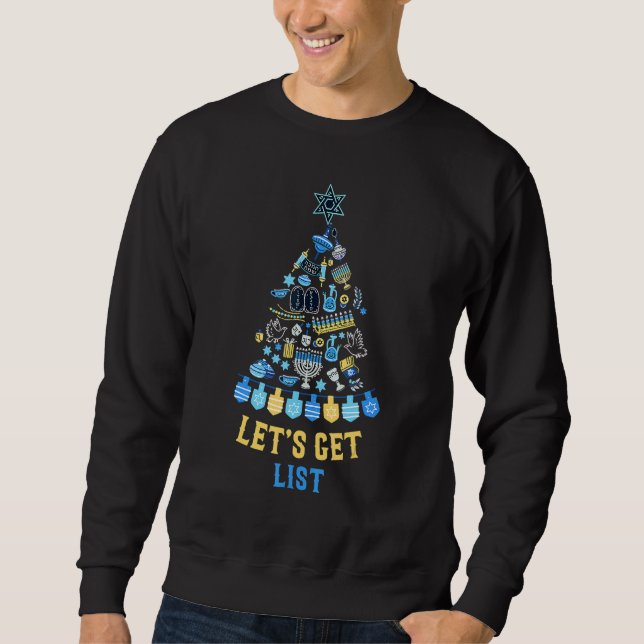 Let's Get Lit Hanukkah Christmas Merry Chrismukkah Lång Ärmad Tröja (Framsida)