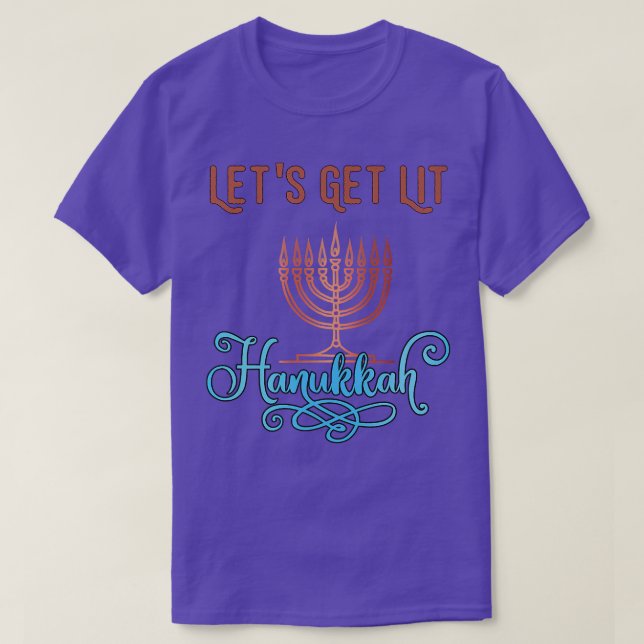 Let's Get Lit Hanukkah Pajamakah Menorah Nine Cand T Shirt (Design framsida)