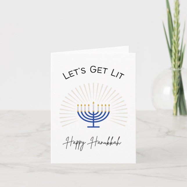 Lets' Get Lit - Lycklig Hanukkah - Pun Kort (Framsida)