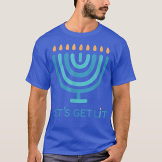 Let's Get Lit Menorah Jewish - Funny Ugly Hanukkah T Shirt