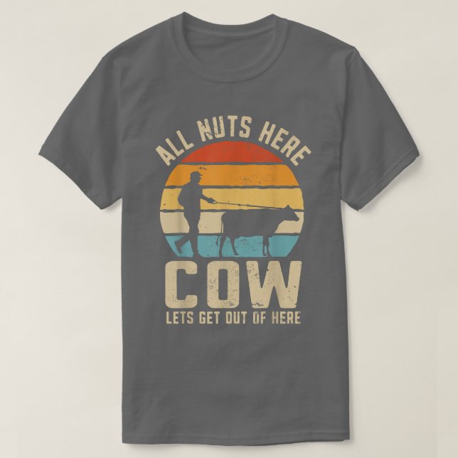 Lets get out of here Funny Farmer Cow Farming Retr T Shirt (Design framsida)