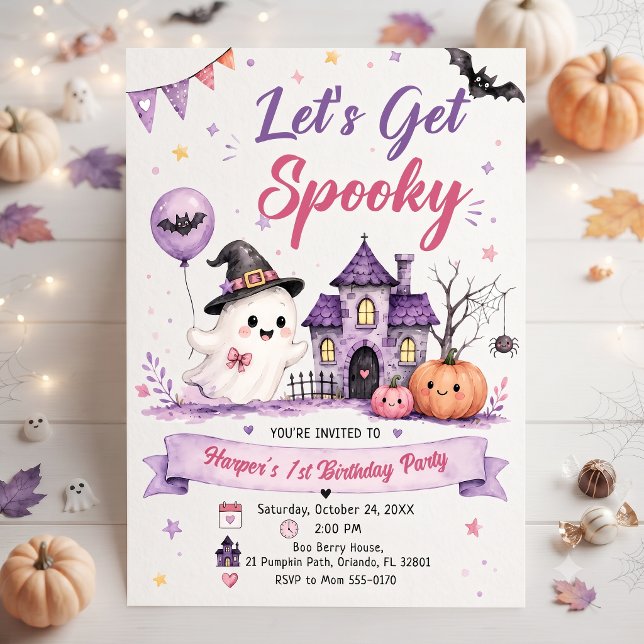 Let's Get Spooky Halloween Birthday Party Inbjudningar (Skapare uppladdad)