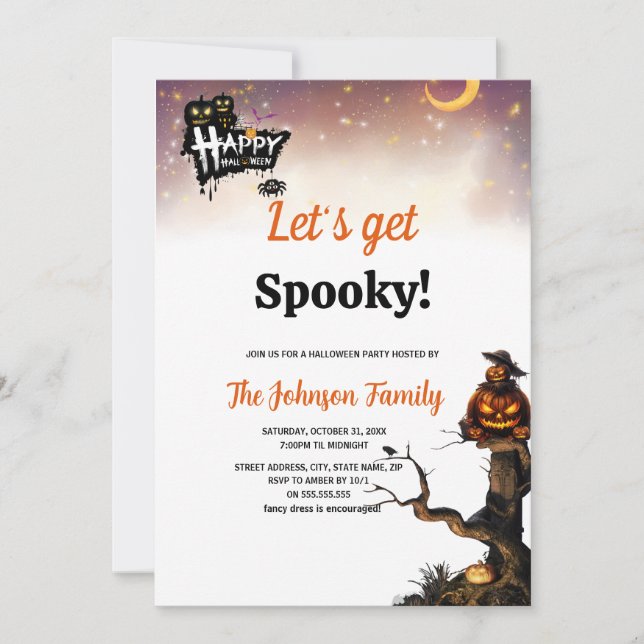 Let's Get Spooky Halloween Party Foil  Inbjudningar (Framsida)