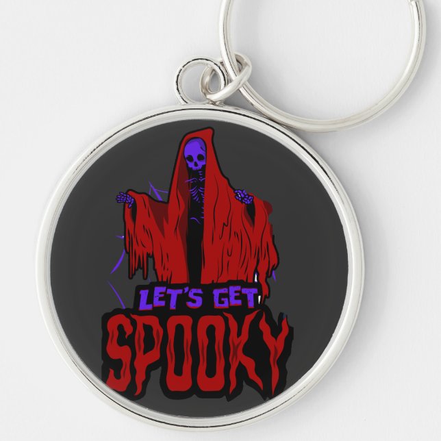 Let's get Spooky Rund Silverfärgad Nyckelring (Framsidan)