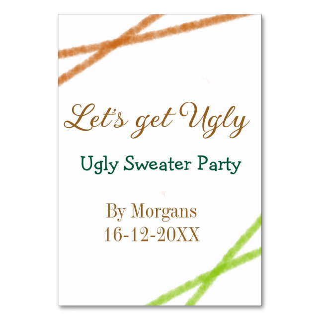 Let's get ugly Christmas ugly sweater Partyorange  Bordsnummer (Framsidan)