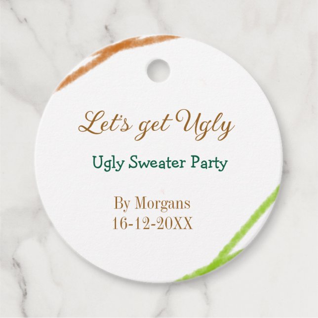 Let's get ugly Christmas ugly sweater Partyorange  Gåvor Etiketter (Framsida)