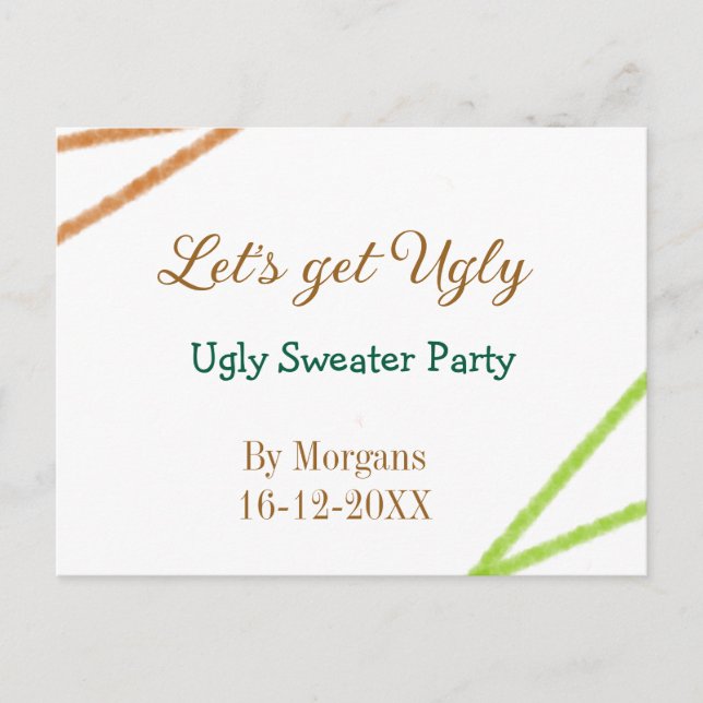Let's get ugly Christmas ugly sweater Partyorange  Helg Vykort (Framsida)