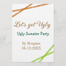 Let's get ugly Christmas ugly sweater Partyorange  Inbjudningar