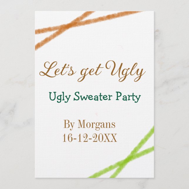 Let's get ugly Christmas ugly sweater Partyorange  Inbjudningar (Framsida)