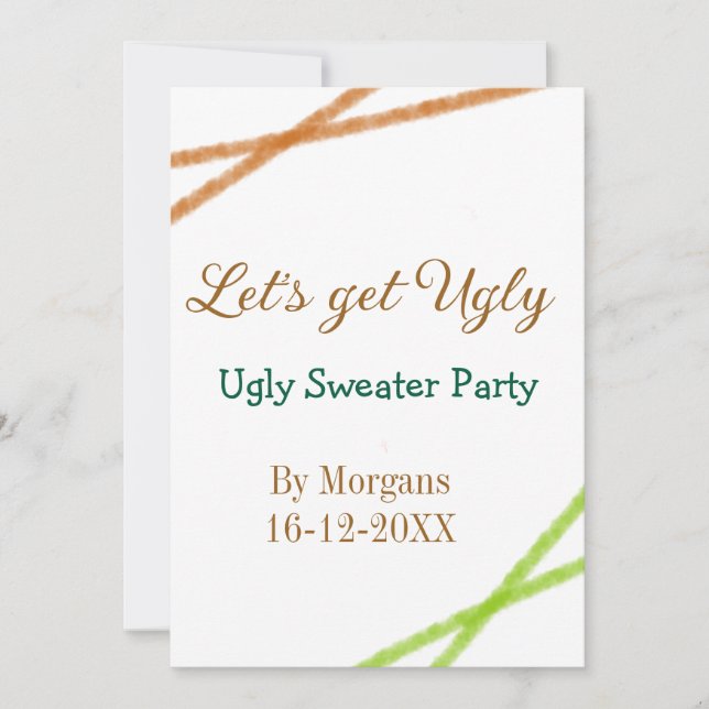 Let's get ugly Christmas ugly sweater Partyorange  Julkort (Framsida)