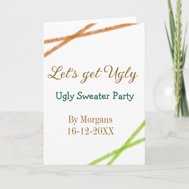 Let's get ugly Christmas ugly sweater Partyorange  Kort (Framsida)