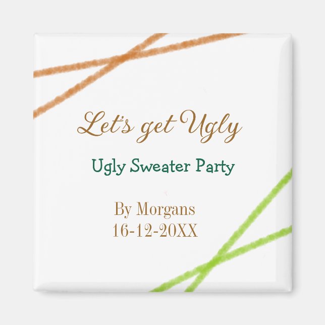 Let's get ugly Christmas ugly sweater Partyorange  Magnet (Framsidan)