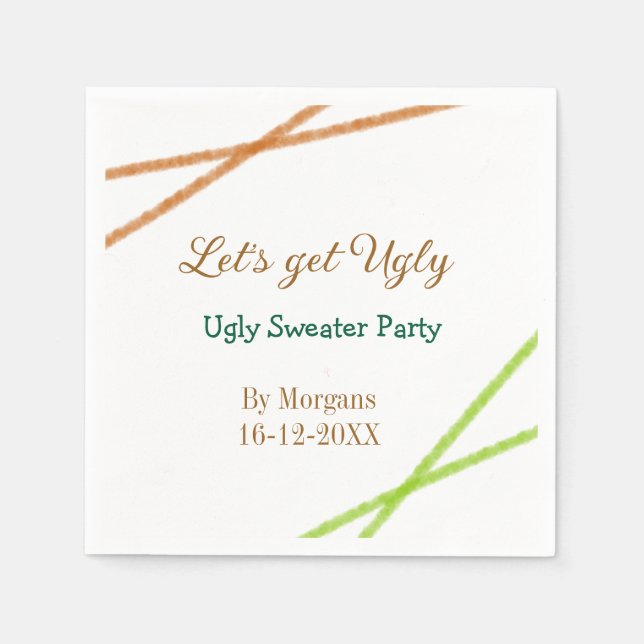 Let's get ugly Christmas ugly sweater Partyorange  Pappersservett (Framsidan)
