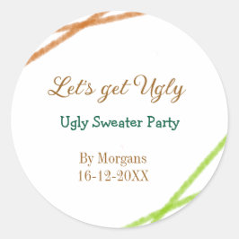 Let's get ugly Christmas ugly sweater Partyorange  Runt Klistermärke