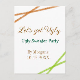 Let's get ugly Christmas ugly sweater Partyorange  Vykort