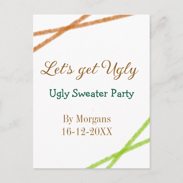 Let's get ugly Christmas ugly sweater Partyorange  Vykort (Framsida)