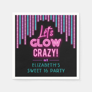 Lets Glow Crazy Sweet 16 Födelsedagsfester Pappersservett
