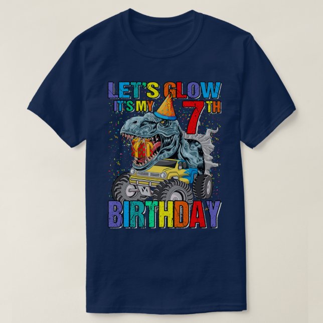 Let's Glow Party It's My 7th Birthday Monster Truc T Shirt (Design framsida)