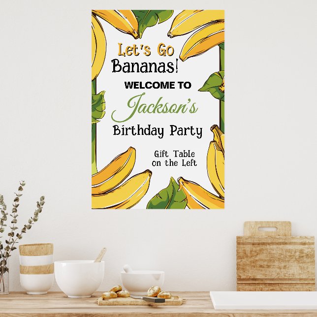 Let's Go Bananas Any Age Birthday Party Poster (Kök)