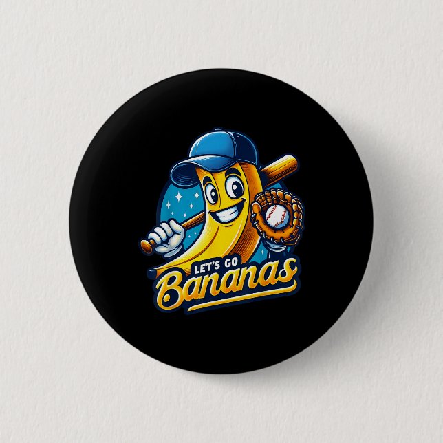 Lets Go Bananas Cute Banana Fruit Älskare Game Knapp (Framsida)