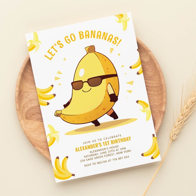 Let's Go Bananas Roligt Birthday Inbjudningar (Skapare uppladdad)