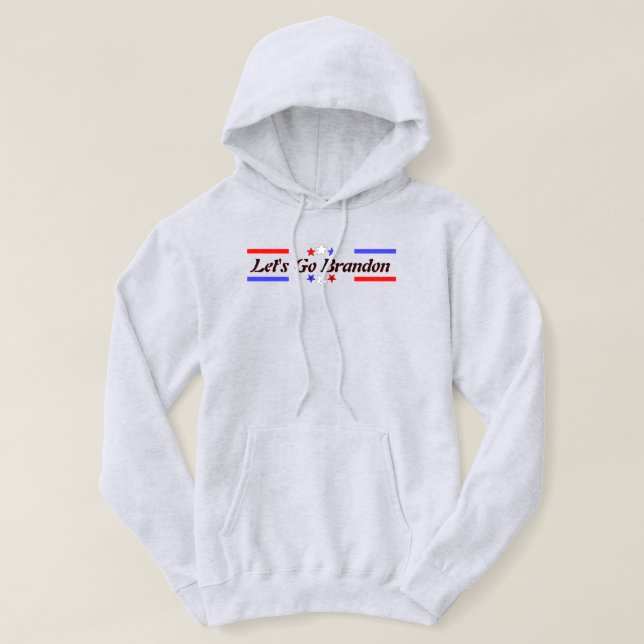 Lets Go Brandon FJB Rött vitt blått stjärnor Lt Hoodie (Design framsida)