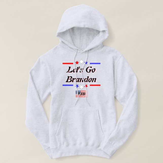 Lets Go Brandon FJB Rött vitt blått stjärnor Lt Hoodie (Design framsida)
