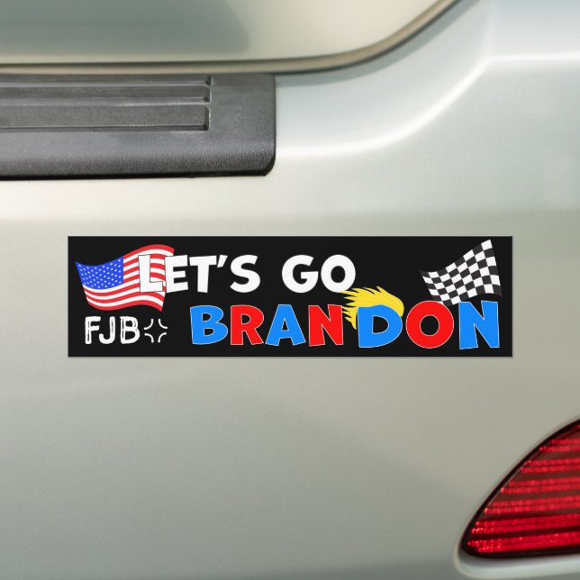 LETS GO BRANDON med TRUMP Hair Bildekal (På Bil)