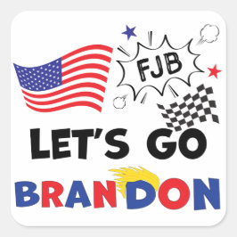 LETS GO BRANDON med Trump Hair Fyrkantigt Klistermärke