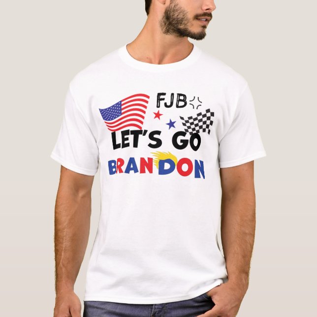 LETS GO BRANDON med TRUMP Hair T Shirt (Framsida)