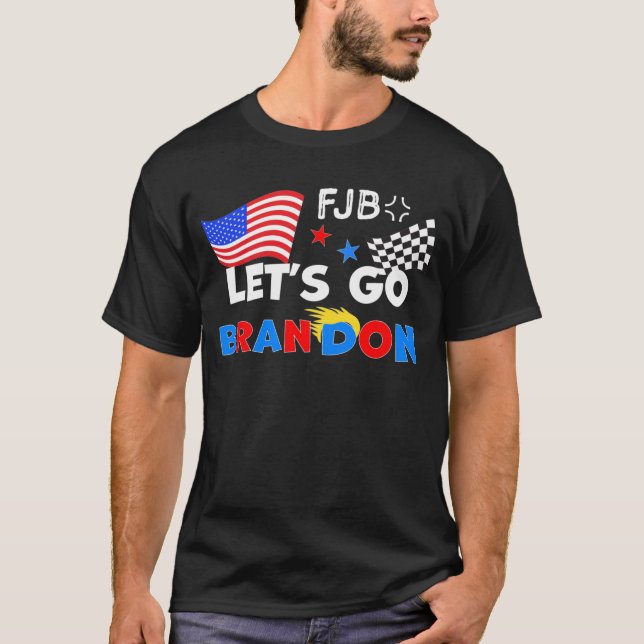 LETS GO BRANDON med TRUMP Hair T Shirt (Framsida)