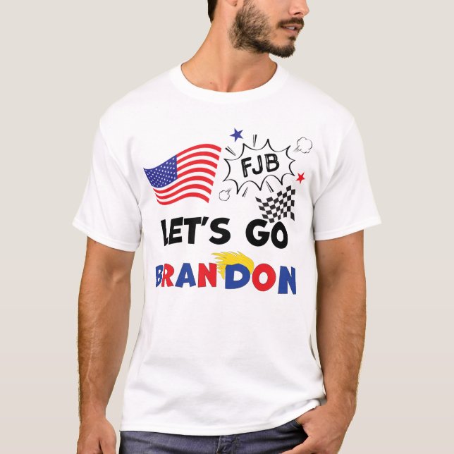 LETS GO BRANDON med Trump Hair T Shirt (Framsida)
