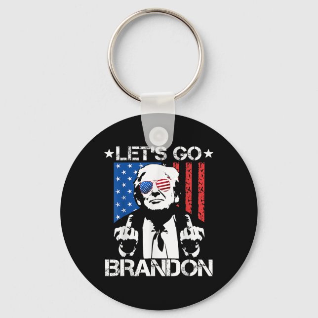 Lets Go Brandon Trump Mitten Finger Flagga Nyckelring (Framsida)