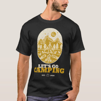 Lets Go Camping Adventureee retro T Shirt