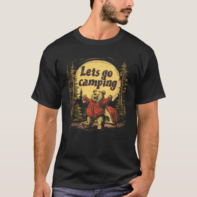 Lets Go Camping Bear boy T Shirt (Framsida)