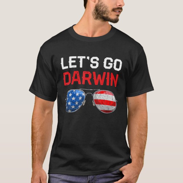 Lets Go Darwi Låt oss Go Darwin Retro USA flagga L T Shirt (Framsida)