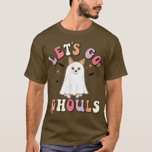 Lets Go Ghouls Corgi Blommigt Ghost Hippie T Shirt