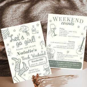 Let's Go Girl Nashville Systerbröllop Itinerary Inbjudningar