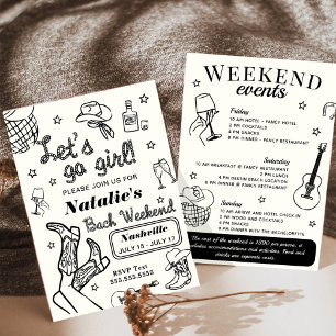 Let's Go Girl Nashville Systerbröllop Itinerary Inbjudningar