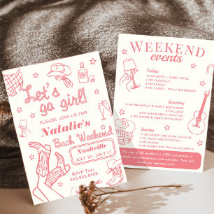 Let's Go Girl Nashville Systerbrud Itinerary Inbjudningar