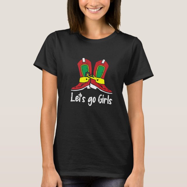 Lets Go Girls Christmas Pajama Cool Western Cowgir T Shirt (Framsida)