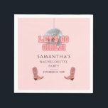Lets Go Girls Disco Cowgirl Bachelorette Party Pappersservett<br><div class="desc">Låt oss Go Girls Bachelorette Disco Cowgirl botar pappra servetter som du enkelt kan anpassa för helgen av roligt med flickorna före löven. Perfekt för andra speciella händelser och födelsedagar</div>