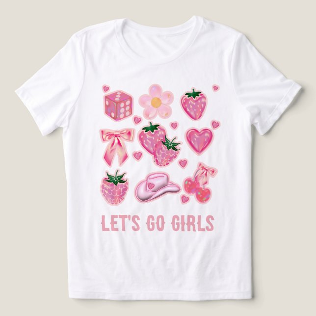 Lets Go Girls Disco Cowgirl Bachelorette Party T Shirt (Design Framsida)