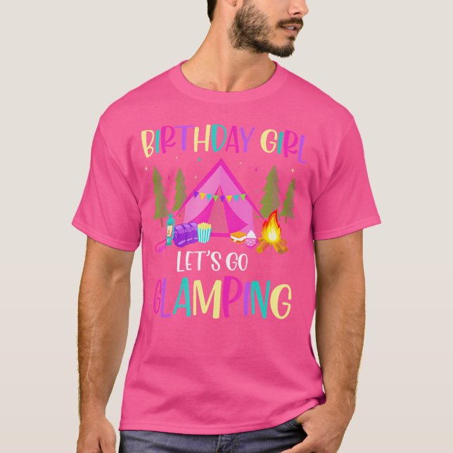 Lets Go Glamping Birthday Supplies Lycklig Glamper T Shirt (Framsida)