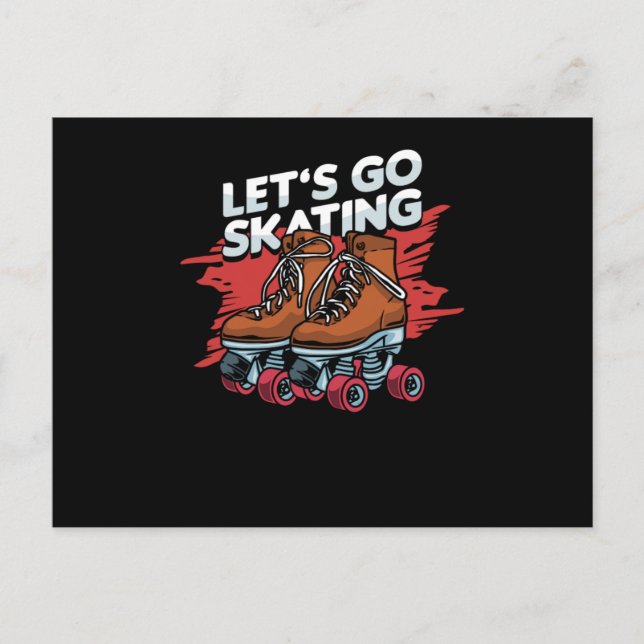 Lets Go Skating Inline Skater Roller Skates Gift Vykort (Framsida)