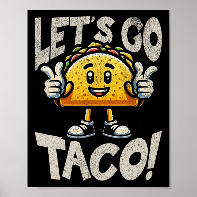Let's Go Taco Maskot - Rolig Patriotisk Taco Tarif Poster (Framsidan)