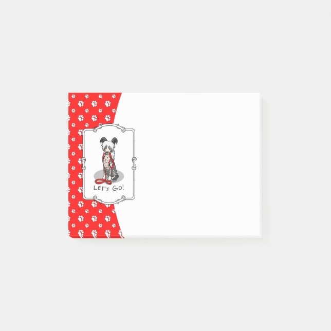Let's Go! Walk Chinese Crested Dog (hl blk wh 1) Post-it Block (Framsida)