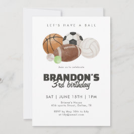 Let's Have a Ball Sports Balls Birthday Party Kids Inbjudningar